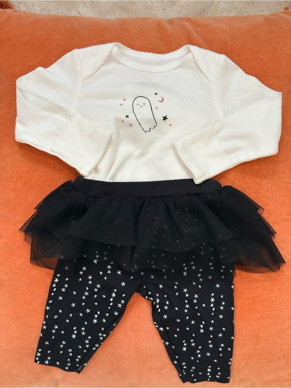 Carter's NWT White Ghost Top with Black Star Tulle Leggings